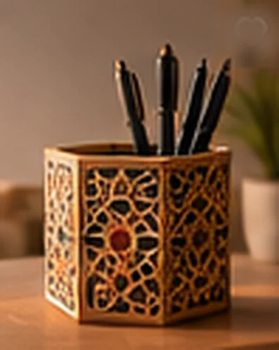 Porte-stylo hexagonal à motifs zellige